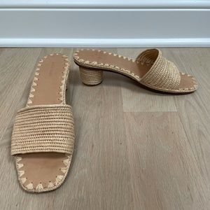 Carrie Forbes Beige Natural Raffia Bou Heels size 40 / 10